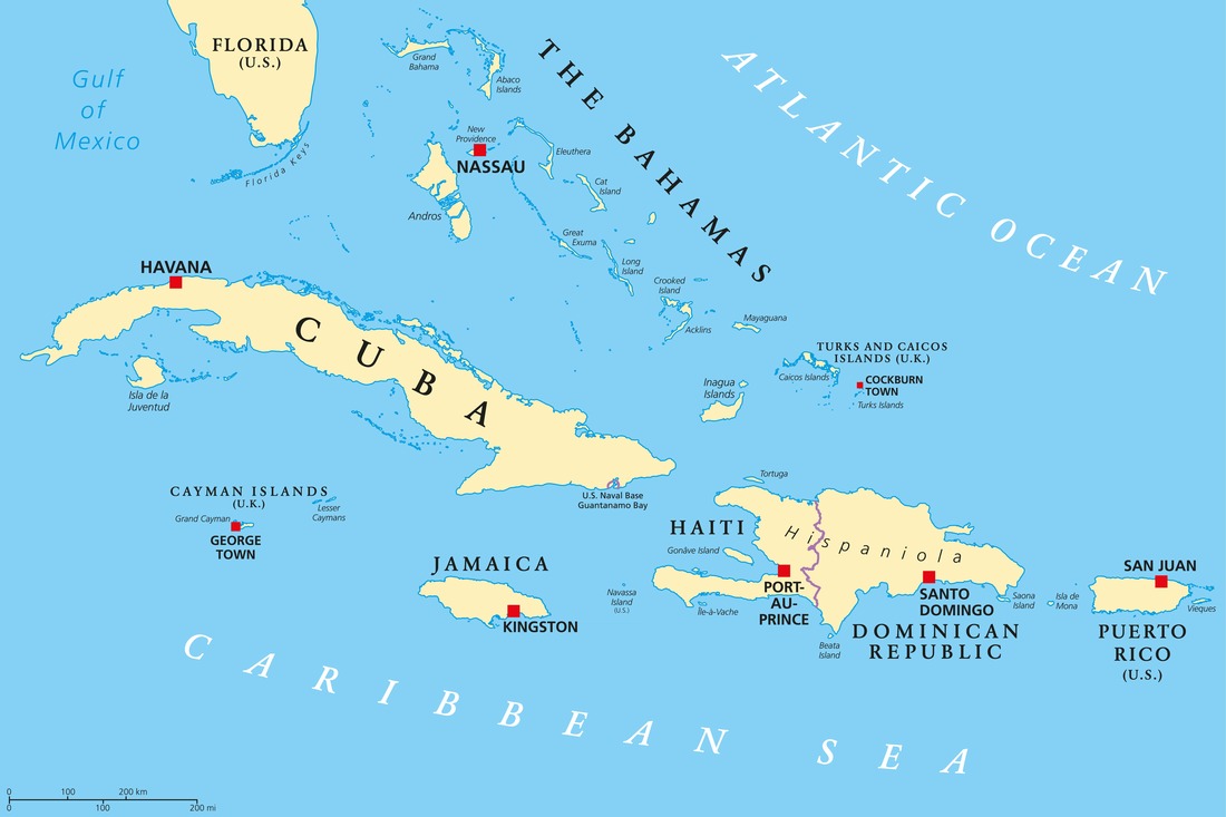 map of cube and bahamas